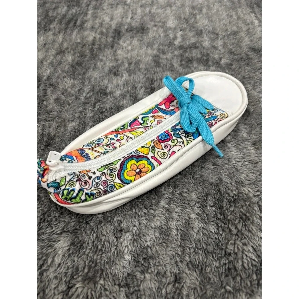 Sneaker Shaped Pencil Case White Graffiti Zip Cosmetic Pouch Kids School Grade